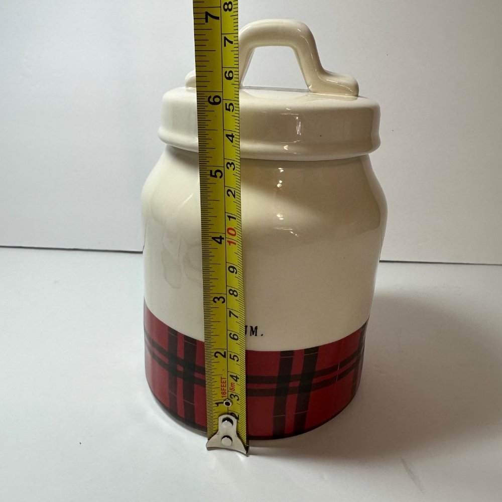 Rae Dunn 7" YUM Canister Buffalo Plaid By Magenta Artisan Collection Christmas - Picture 5 of 11